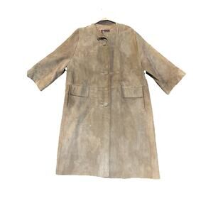 Harris San Bernardino Women’s Brown Suede Long Peacoat SZ XXL 56 Pit To Pit